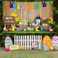 thumbnail image 4 of TIMIFIS Polyester Fiber Background Cl Oth, Spring Wreath Fence Easter Photo Material Photography Background Cloth Home Decor, 4 of 6