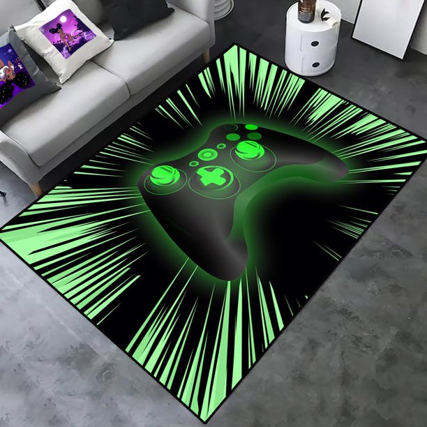 Games Area Rugs, Gamer Rug for Boy Cool Player Room Decor, Gaming Carpets for Boys Teens, Child Play Soft Floor Mat for Dining Living Room Sofa, Video Game Decor Decorate Doormats Black