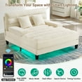 thumbnail image 5 of Harper & Bright Designs Modern Chaise Lounge Sofa, Chenille Upholstered Sofa Bed Chair with Adjustable Backrest and LED Light Strip for Living Room, Beige, 5 of 19