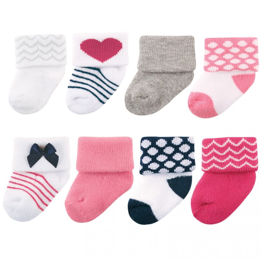 Luvable Friends Baby Girl Newborn and Baby Terry Socks, Bow, 0-6 Months