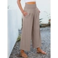 thumbnail image 6 of ANRABESS Womens High Waisted Palazzo Pants Lightweight Casual Summer Pants Loose Lounge Pants Flowy Wide Leg Trousers for Beach Travel Vacation Wheet S, 6 of 8