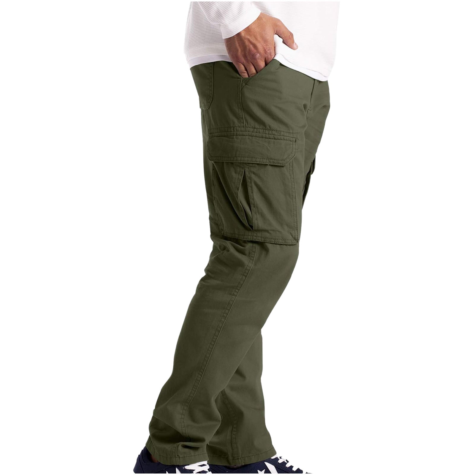 Ayolanni Army Green Cargo Pants Men's Cargo Trousers Work Wear Combat  Safety Cargo 6 Pocket Full Pants Large
