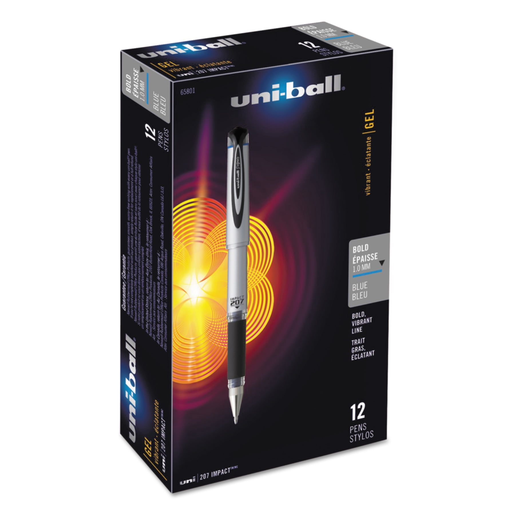 uni-ball 207 Impact Rollerball Stick GEL Pen Bold Point Black Ink 12count Office for sale online