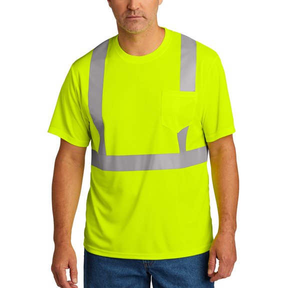 High Visibility Short Sleeve T-Shirts for Men Hi Vis Reflective Class 2 Mesh Tee - Safety Yellow