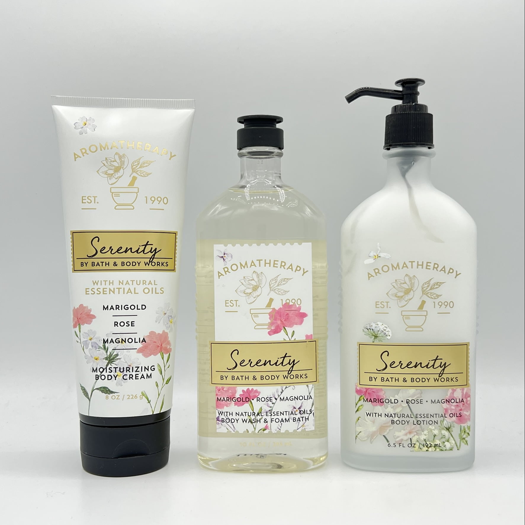 Bath and Body Works Aromatherapy Serenity Marigold Rose Magnolia Body