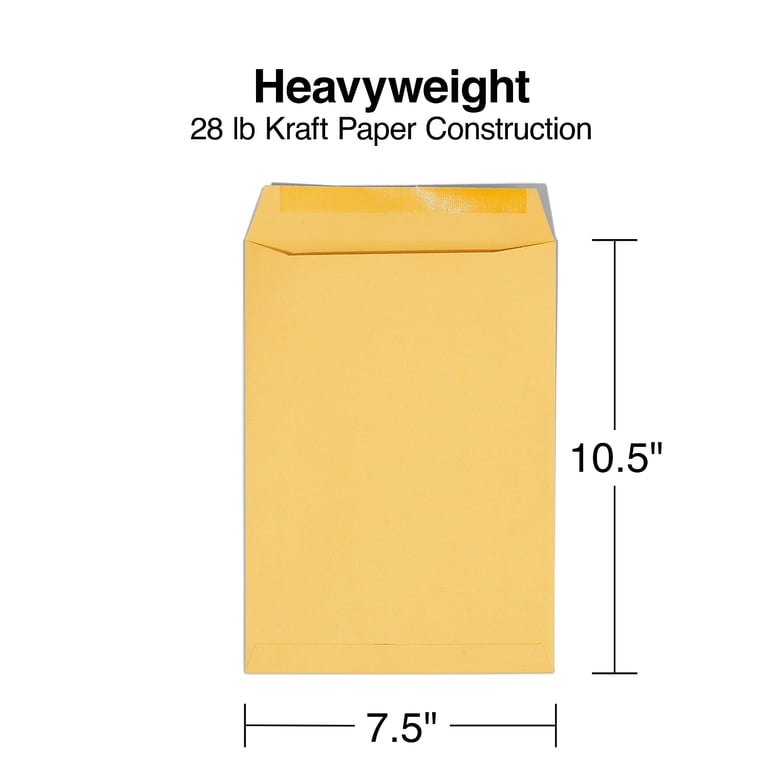 Staples Gummed Flap Kraft Envelopes - 7.5" X 10.5" Brown, Pack Of 100, For Mailing & Office Use
