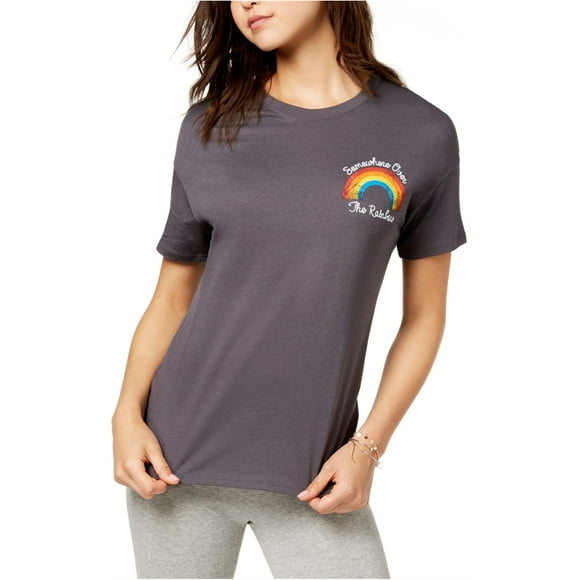 Carbon Copy Womens Rainbow Graphic T-Shirt, Grey, Small