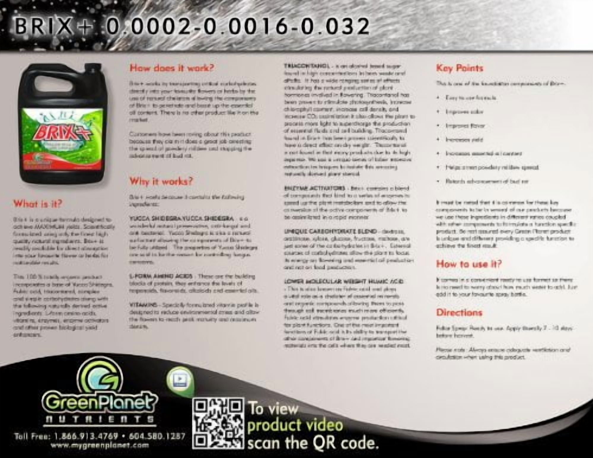 Green Planet Nutrients - BRIX PLUS (4 Liters) - Specialized Foliar Spray - 100% Totally Organic Product