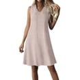 thumbnail image 3 of Horkkom Sleeveless Dress for Women V Neck Zipper Mini Dresses Summer Beach Vacation Sundresses L, 3 of 10