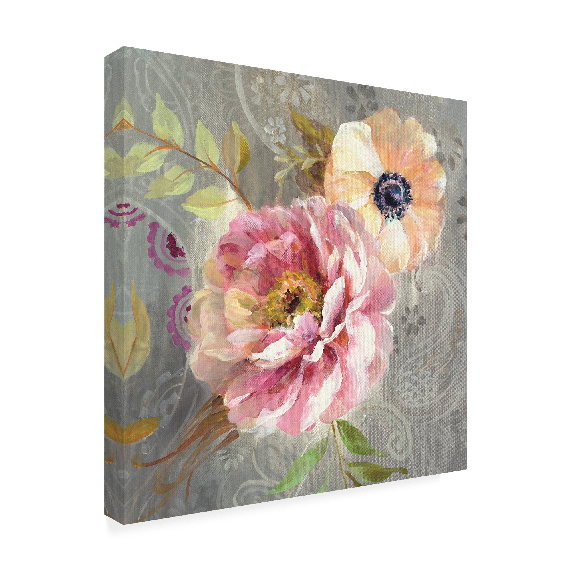 Trademark Fine Art 'Peonies and Paisley III' Canvas Art by Danhui Nai
