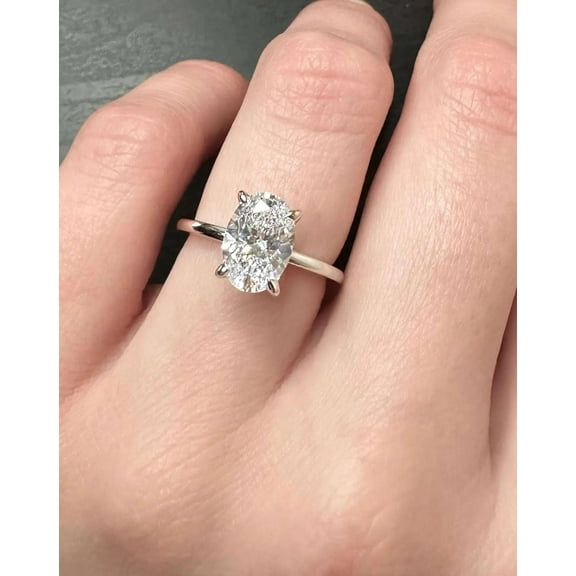 Jewelerix Hidden Halo Oval Cut Ring 1.50 CT Moissanite Diamond Engagement Ring Elegant Plated Gold Wedding Promise Rings