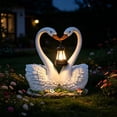 thumbnail image 3 of Solar Swan Couple Garden Statue, Romantic Heart Shape LED Light, Waterproof Resin Outdoor Decor Sculpture, Night Light for Yard, Patio, 1 Count, 3 of 8