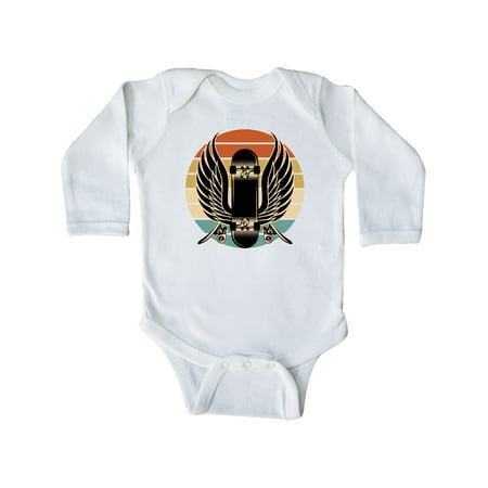 

Inktastic Skateboard Retro Skateboarding Gift Baby Boy or Baby Girl Long Sleeve Bodysuit