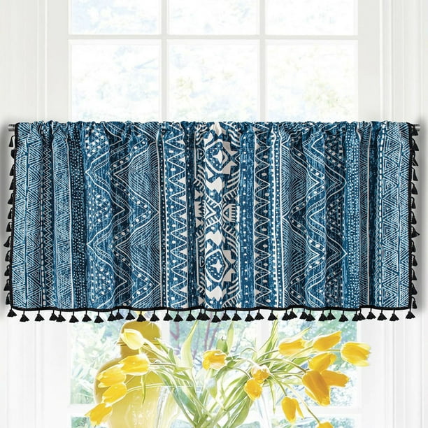 RKSTN blackout window valance Valance Curtains For Kitchen - Window Light Blocking Short Rod Pocket Curtain Panels For Small Window Bathroom Basement