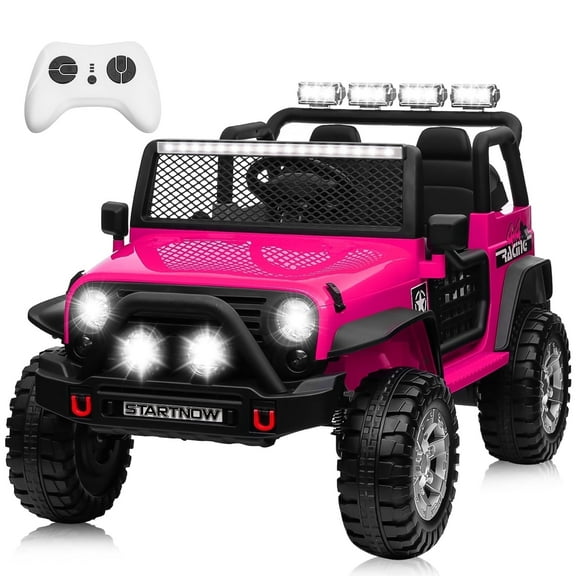 Jorfly 24V Ride On Car for Kids,Battery Powered Electric UTV Toys w/Remote Control, Gift Bow, 4x150W, 4WD/2WD, 3 Speeds, Shock Absorbers, Bluetooth, LED, 4.5MPH Max,Pink