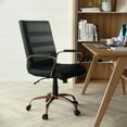 thumbnail image 4 of Flash Furniture Whitney Mid-Back Swivel LeatherSoft Desk Chair with Armrests, Black/Rose Gold, 4 of 17