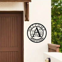 Personalized Metal Wall Art Monogram A Welcome Sign Elegant Circular Design For Indoor Outdoor Decoration Versatile For Door Living Room Kitchen Dining Room