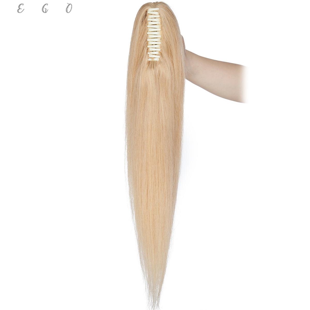 SEGO Jaw/Claw Clip in Hair Extensions Human Hair Clip in Ponytail Hair Extensions 100% Real Remy Hair Long Straight Thick Hair For Women