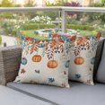thumbnail image 3 of Outdoor Pillow Covers 16x16 Set of 2, Orange Blue Pumpkins Fall Waterproof Patio Throw Pillow Covers for Couch Sofa Chair, Weeping Botanical Thanksgiving Rustic Pillowcases for Throw Pillows, 3 of 9