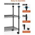thumbnail image 7 of QUIOCOZY Heavy Duty Metal Storage Shelving Unit, 4 Tier Adjustable Wire Rack with Wheels, 1000 lbs Loading Capacity, 36"x14"x56", Black, 7 of 7
