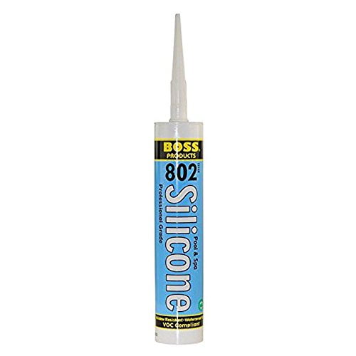 Conspec Pool and Spa Hot Tub CLEAR Silicone Adhesive Sealant 10.3 oz BOSS 802 Mildew Resistant by Accumetric (1-TUBE)