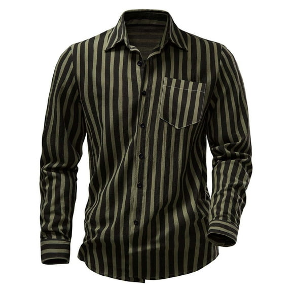 WREESH Men's Longsleeve Henley Shirt with Casual Patchwork and Button Turn-Down Collar, Solid Color Men's Buttoned Long Sleeve Top with Triangular Collar Olive Green