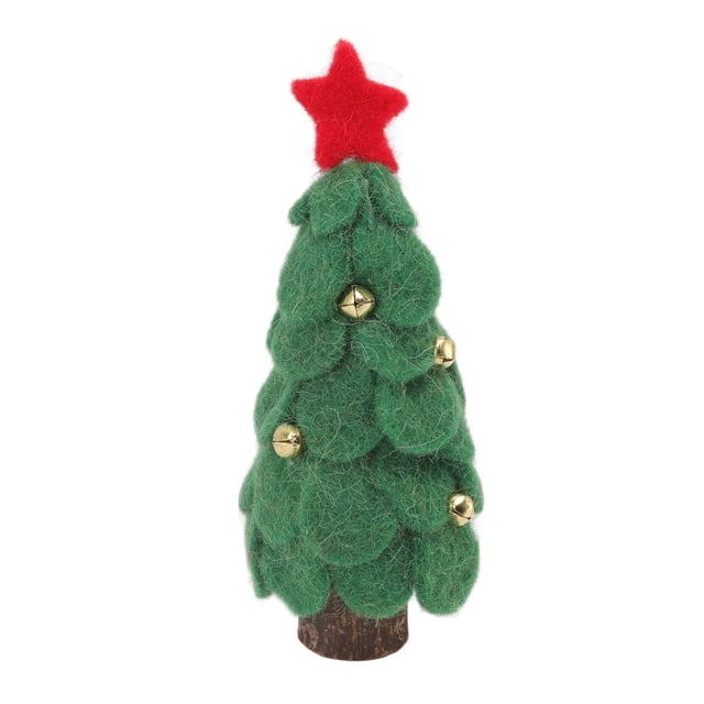 Fieltro de lana Árbol de Navidad Madera Pequeñas decoraciones para árboles de Navidad para ventana de exhibición del hogar Verde