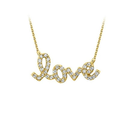 Fine Jewelry Vault UBPD3064Y14D Conflict Free Diamond Love Pendant in 14K Yellow Gold Best Jewelry
