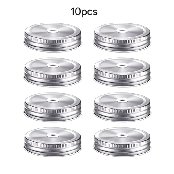ACDANC 10 Pcs Jar Lids Tumblers Jar Lid with Straw Canning Lids Wide Jar Lids with Straw Hole Canning Jar Lids