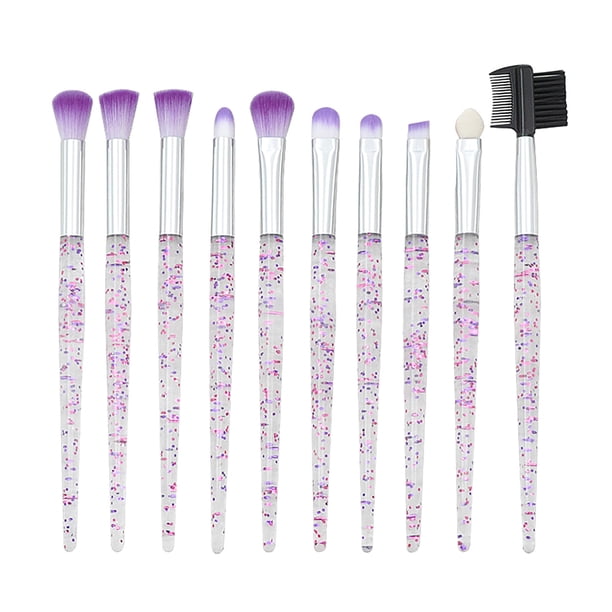 Juego de 10 brochas de maquillaje portátiles, brochas, brochas para sombras de ojos