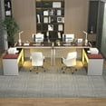 thumbnail image 6 of iSunirm L Shaped Office Desk with Storage, Reversible Office Desk with Charging Stations & File Cabinet, Large L Shaped Computer Desk with Drawers for Home Office, with Soft Cushions, Espresson, 6 of 8