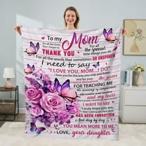 to My Mom Blanket from Daughter, Butterfly Blanket for My Mom, Mom Gifts from Daughter, Mom Birthday Christmas Idea Gifts, to My Mom Super Soft Cozy Flannel Throw Blanket 50"x 60"