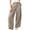 Brown, variant on Women's High Waisted Plaid Wide Leg Pants, Casual Button Down Cropped Trousers with 2 Side Pockets, Breathable Airy Summer Everyday Wear