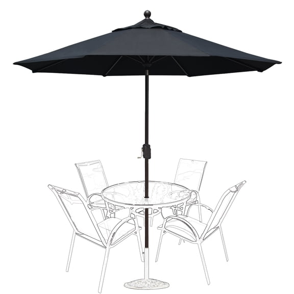 Elite 8.1 inch Black Patio Umbrella, Sun Protection