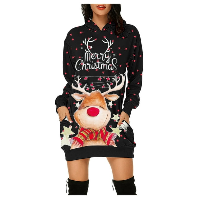 Chandail en Molleton de Noël pour Femmes, Fermeture Mi-Longue, Manches Longues, Pull de Noël, Col Rond Chaud, Cardigan à Capuche, Veste de Mode, Imprimé de Vacances