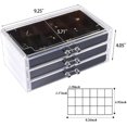 thumbnail image 5 of Earring Organizer Box Acrylic Jewelry Organizer with 3 Drawers 54 Adjustable Grids Clear Stackable Earring Holder Velvet Trays Ring Display Case for Women Girls (Gray), 5 of 6