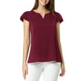 thumbnail image 5 of INSPIRE CHIC Women's Solid Blouse V Neck Ruffle Cap Sleeve Lightweight Work Blouse S Burgundy, 5 of 7