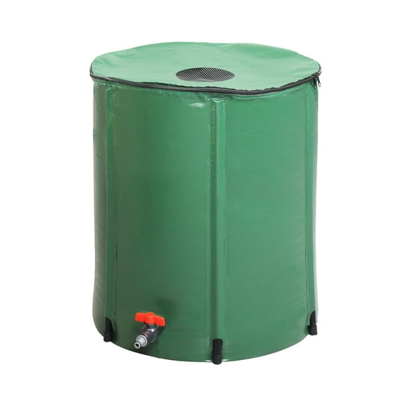 50 Gallon Rain Barrel with Scale, Large Outdoor PVC Water Collection Storage Tank with Spigot, Stand & Lid for Garden, Lawn, and Plant Watering, Green