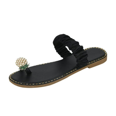 

Gzztg Shoes For Women Summer Sandals Ladies Pineapple Clip Toe Flip Flops Boho