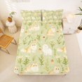 thumbnail image 4 of Manfei Kawaii Cat King Sheets, Boho Spring Flower Plant Bedding, Light Green, 4-Piece, 1 Flat Sheet, 1 Fitted Sheet and 2 Pillowcases, 4 of 6