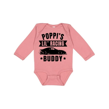 

Inktastic Poppis Lil Racing Buddy with Car Silhouette Gift Baby Boy or Baby Girl Long Sleeve Bodysuit