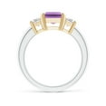 thumbnail image 2 of ANGARA Natural 2.2 ct Amethyst and Diamond Three Stone Ring in 14K White & Yellow Gold for Women (Size-9x7mm) | February Birthstone, Anniversary, Jewelry Gift for Women | Natural Amethyst Ring, 2 of 8