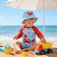 thumbnail image 2 of Younger Tree Baby Boys Swimsuit Toddler Long Sleeve Rash Guard Swimwear One Piece Zipper Bathing Suit with Hat,Size 6-12 Months, 2 of 9