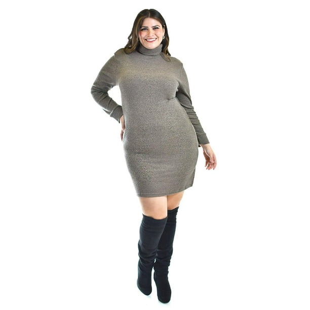 Vestido de punto con cuello alto Roman Fashion /Tallas Extras, 3821 (Cafe) cafe 42