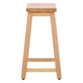 WO 24" Inch Solid Wood Saddle Bar Stool, Oak