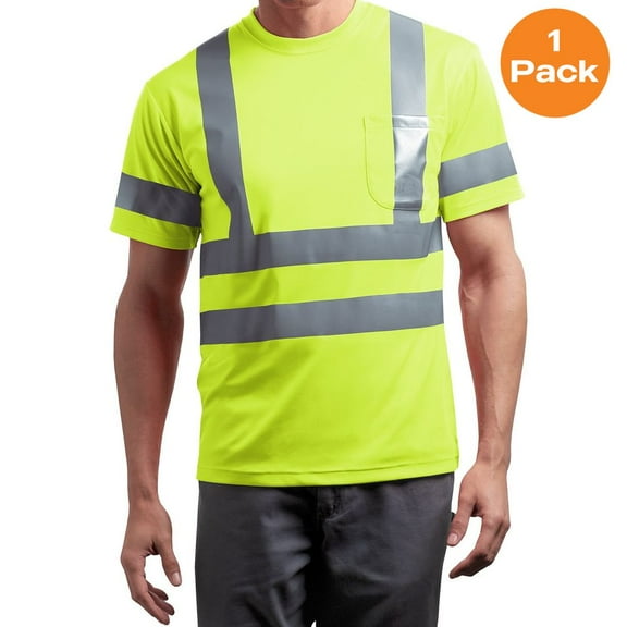 CornerStone CS408 Type R Class 3 Safety T-Shirt, Safety Orange, M 3.7-Ounce, 100% Polyester, Big and Tall Work Shirts