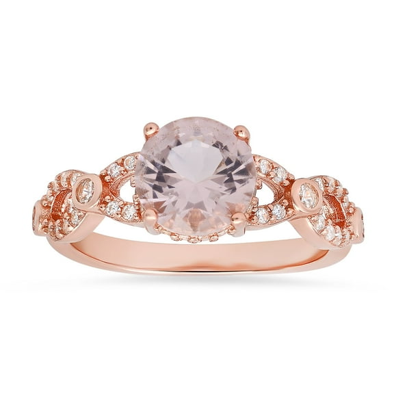 14k Rose Gold Over Silver Morganite CZ Ring