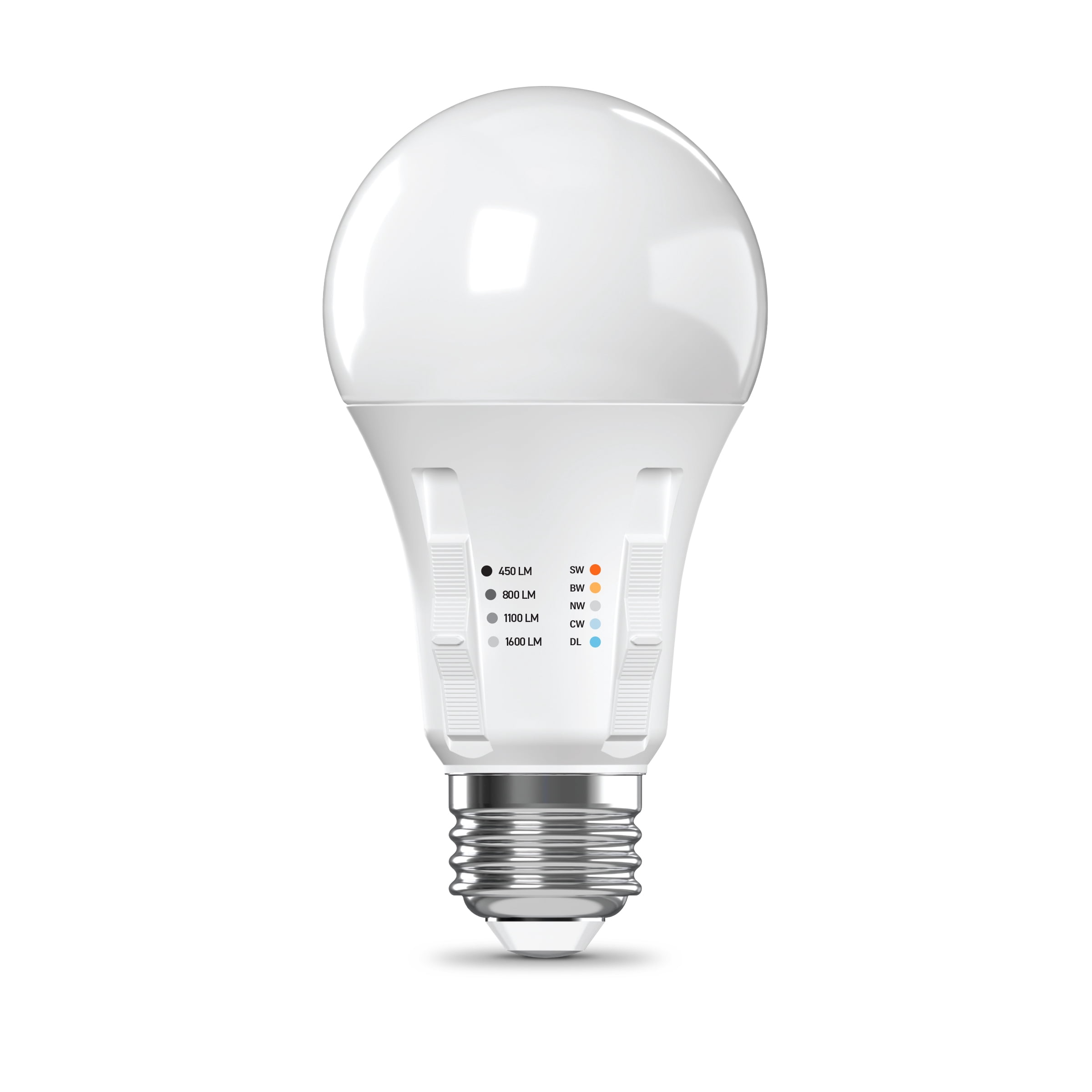 Feit Electric A19 5W, 8.8W, 12.2W, 16W (40W, 60W, 75W, 100W Replacement) Adjustable Brightness, Adjustable White, Dimmable, All-in-One LED Bulb, 4-Pack