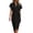 Black, variant on WRKEKC Summer Dresses for Women Solid V Neck Short Sleeve Cinched Waist Maxi Soft Breathable Fabric Chic Soft