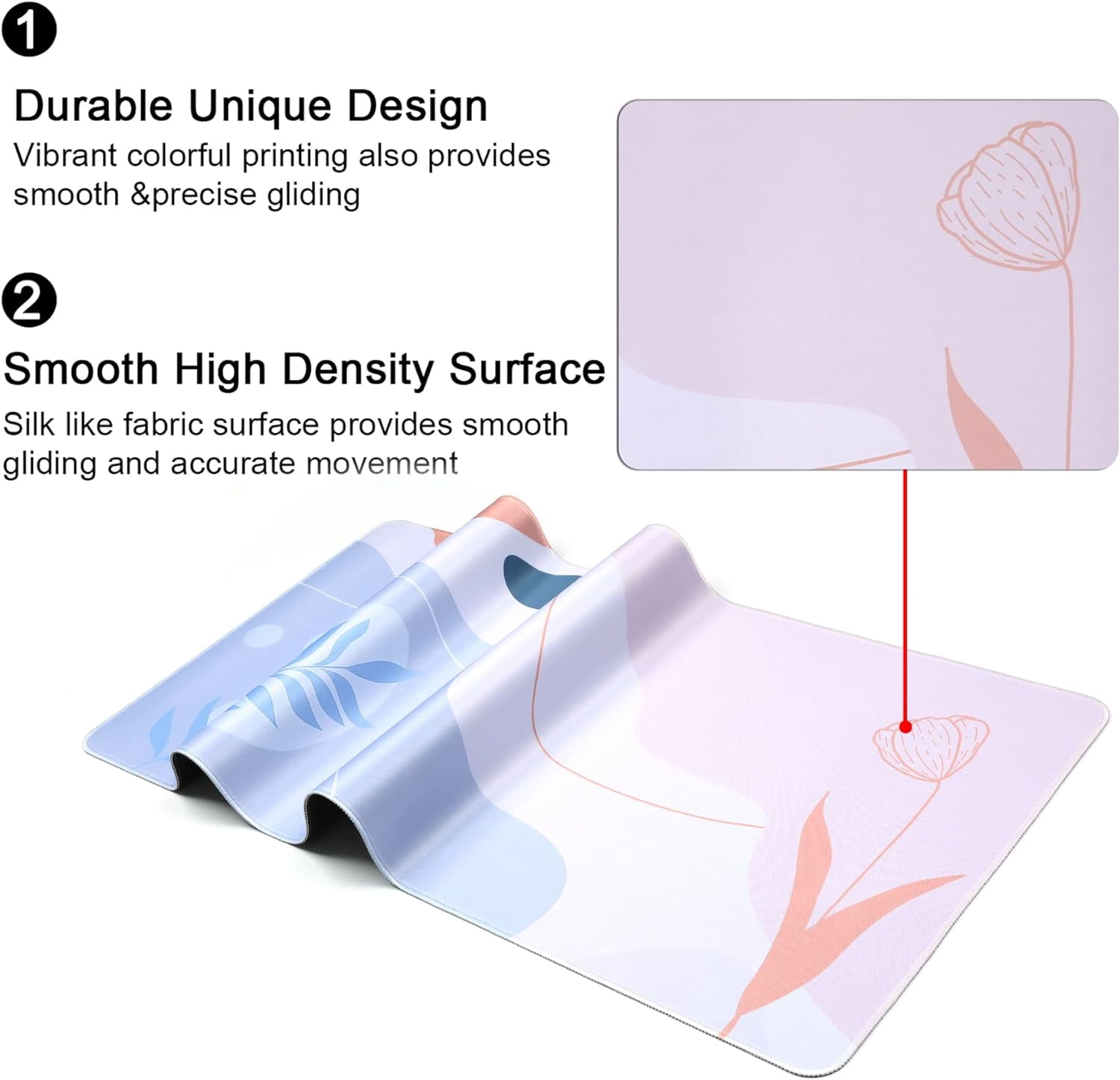 Extra Large Extended Gaming Desk Mat Non-Slip Rubber Pads Stitched Edges Mouse Pad 35.4 x 15.7 inch - Modern Abstract